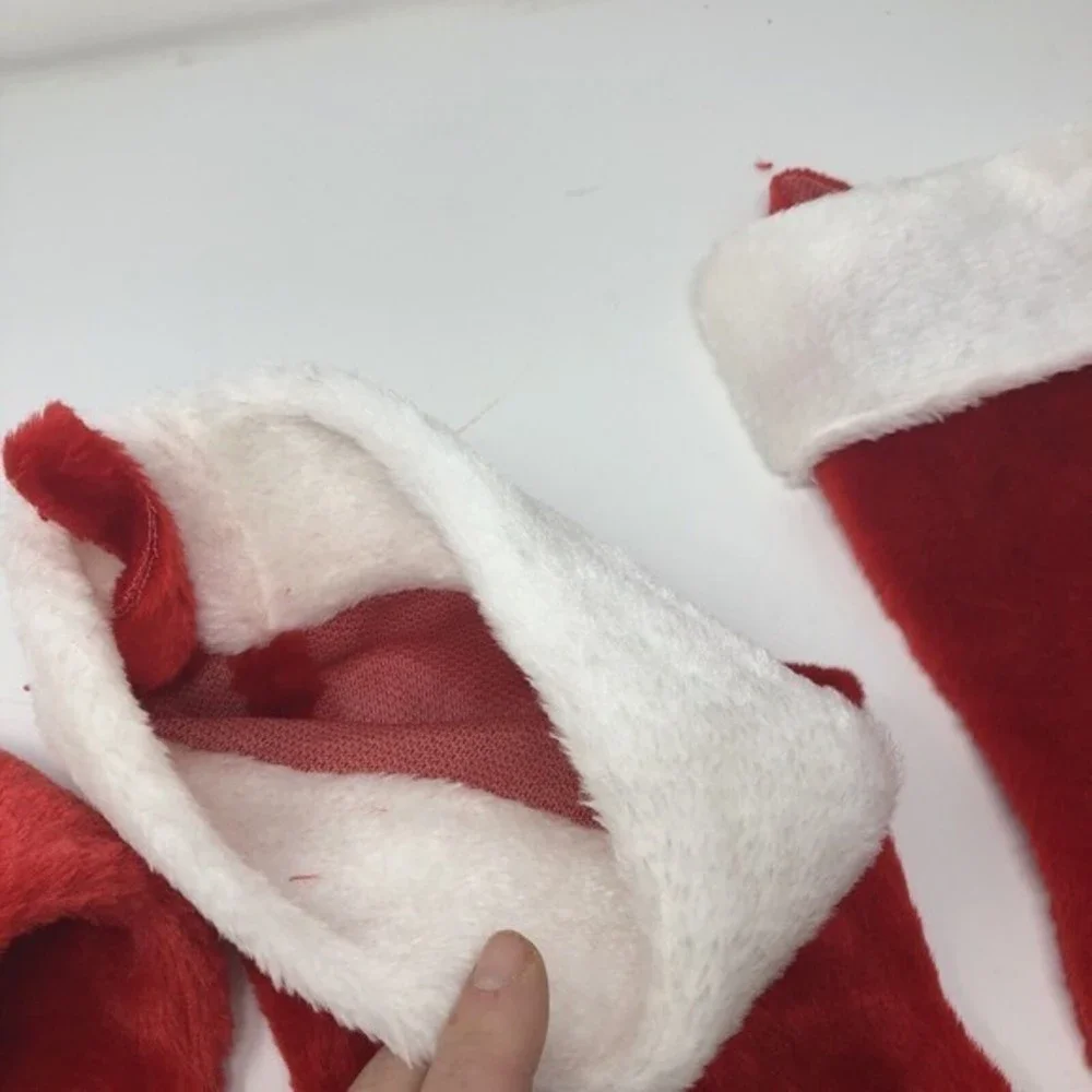 3 Holiday‎ Red Velveteen Christmas Stocking White Cuff 14” To 16”
